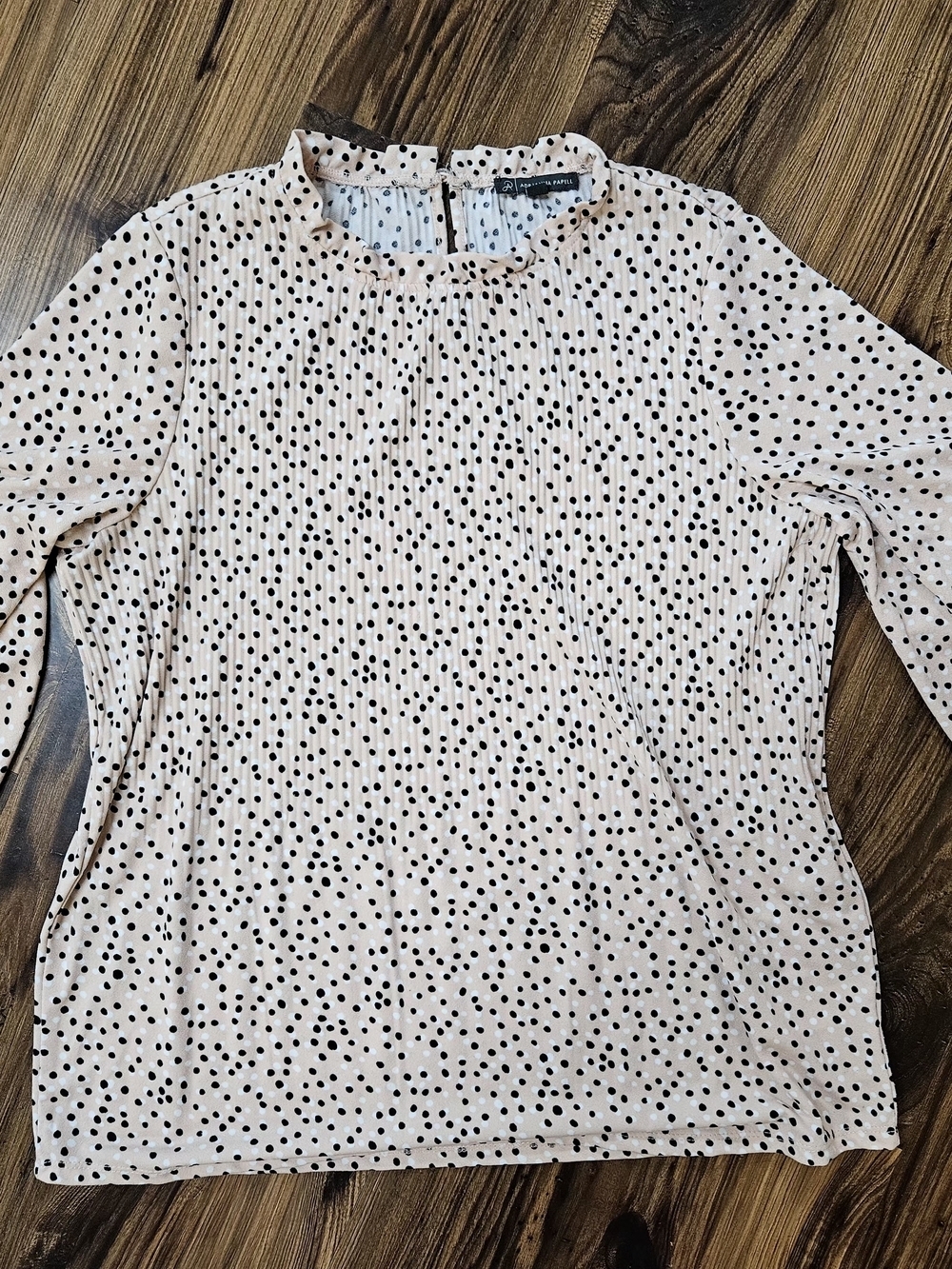 ​Adrianna Papell Blush Pink Polka Dot Plissé Blouse